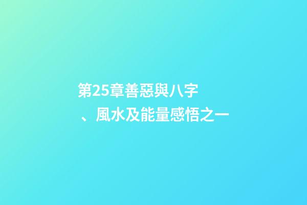 第25章善惡與八字、風水及能量感悟之一